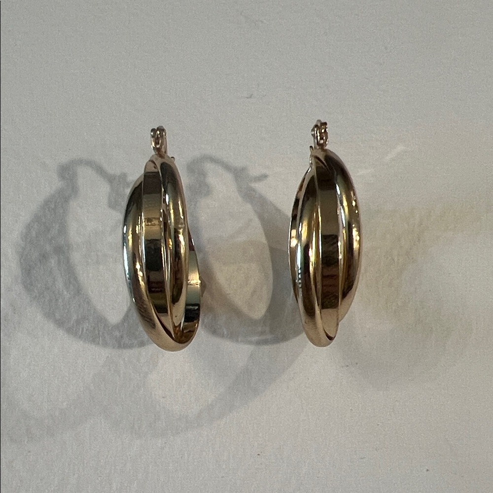 Gold plated Sterling silver Double Hoop Earrings - Women Jewelry